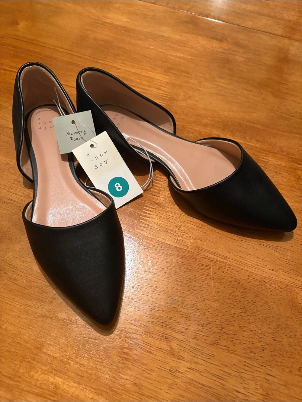 a new day Black Pointed D'Orsay Flats